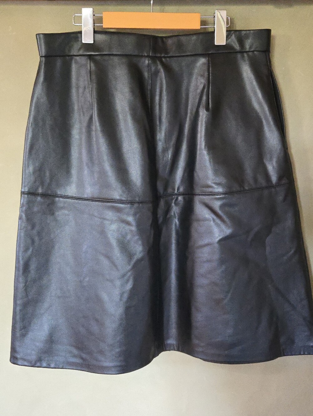 Mexx | Black Faux Leather A-Line Skirt, Size L - Picture 3 of 9